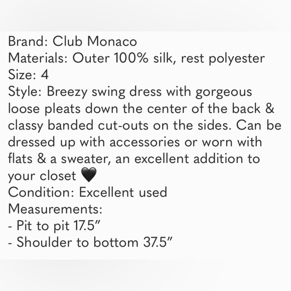 D350.Club Monaco Silk Swing Dress in Black - Picture 7 of 7